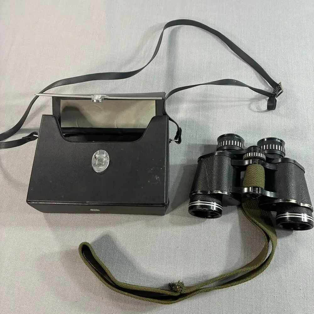 Vintage Binolux 7x35 Binoculars Extra Wide Angle 11° 578ft Japan w Case